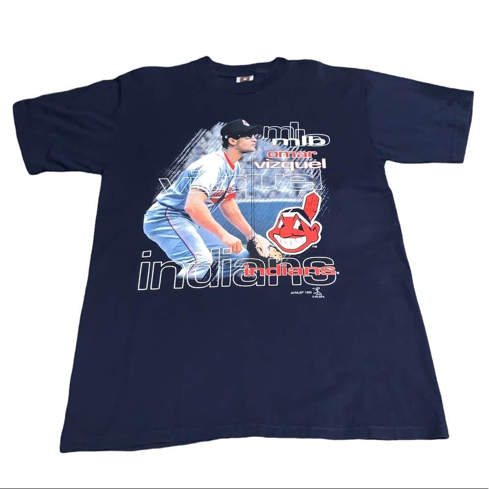 Vintage 1999 Cleveland Indians Omar Vizquel MLB Shirt Chief Wahoo